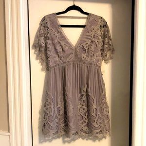 Purple Grey Lace Dress